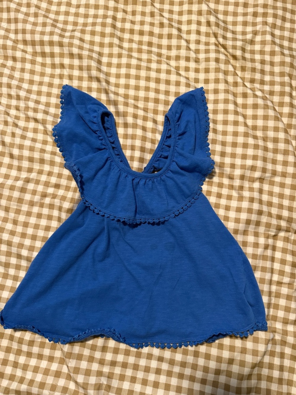 Tommy Bahama Blue Ruffle-Trim Sleeveless Top